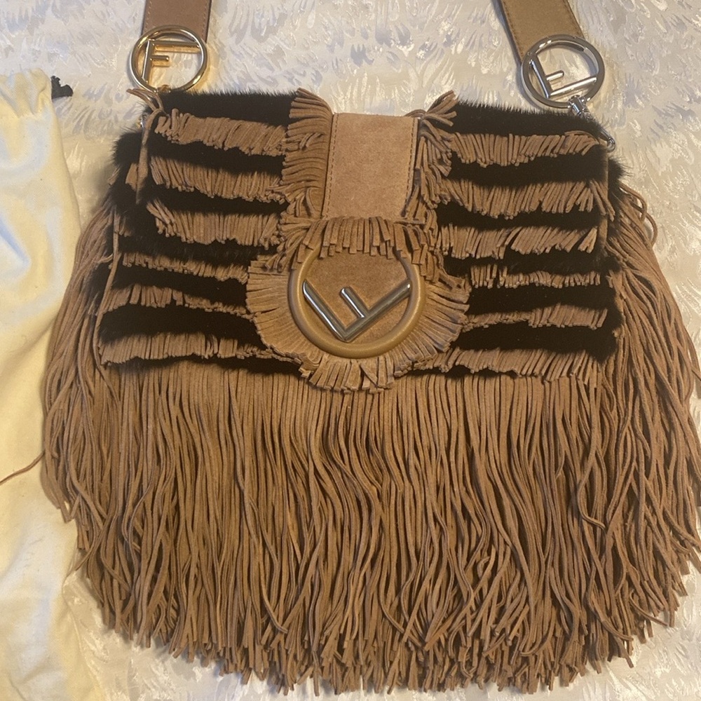 Fendi Brown Fringe baguette with Black Accents trending